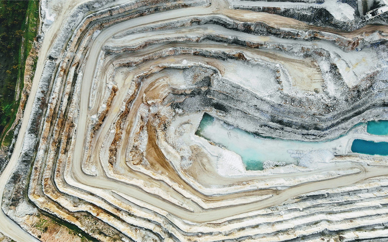 Open pit mine aerial view